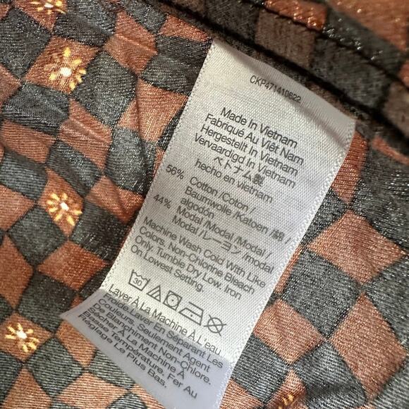 NWT Madewell Womens Check Daisy Print Black Boxy Short-Sleeve Shirt Size S NJ738 - Picture 7 of 9